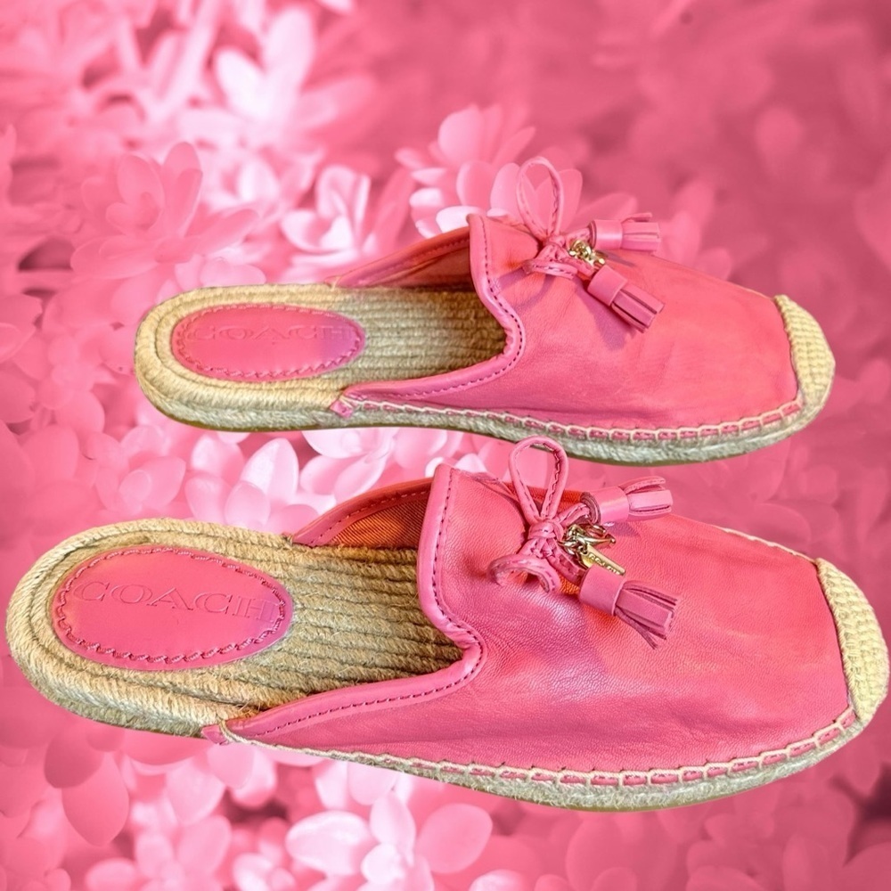 NWOT Coach 'Cassidy' Leather Slip-On Espadrille Mules in "Pink Ruby" Size 5 - Picture 3 of 15